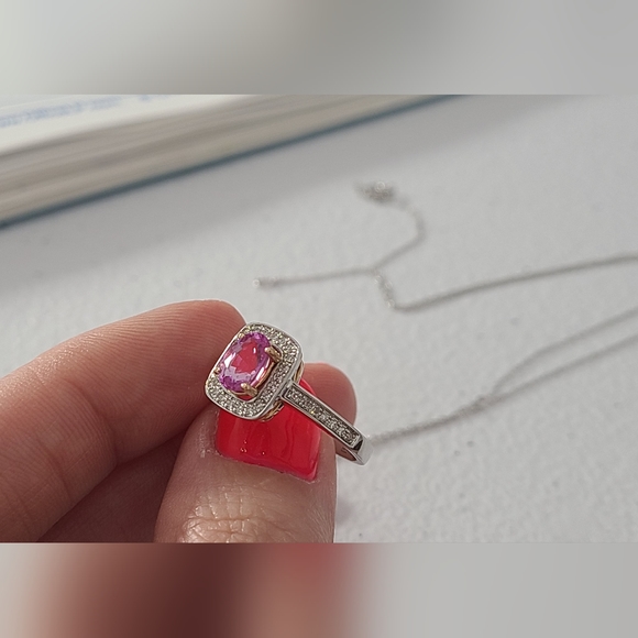 NWT Effy 14K white and rose gold diamond and pink sapphire ring s.7 - Picture 16 of 16